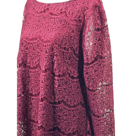 RN STUDIO by Ronni Nicole  Size 16 Women Elegant Burgundy Lace Dress Back Zipper - Picture 9 of 10
